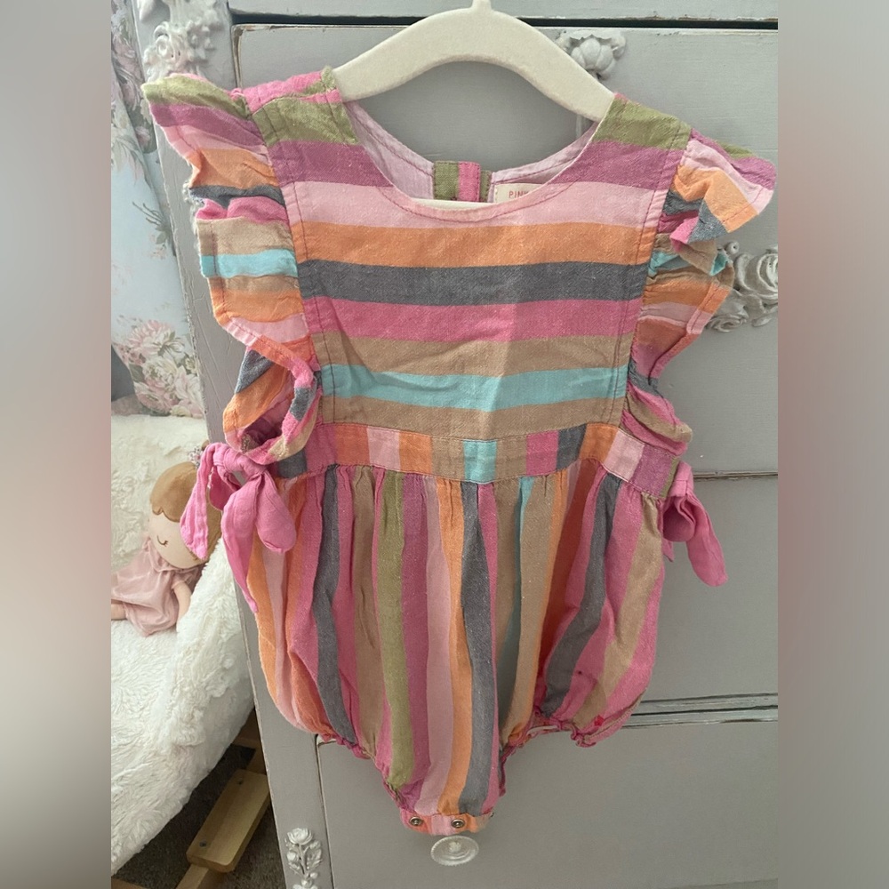 Stripe Toddler Pink Chicken Bubble Outfit 18-24m